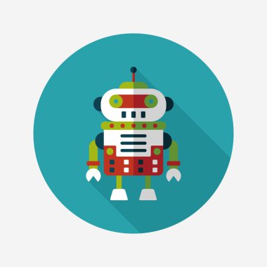Robot kavramı uzun gölge, eps10 düz simgesiyle