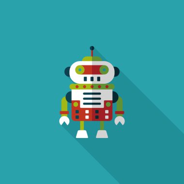 Robot kavramı uzun gölge, eps10 düz simgesiyle