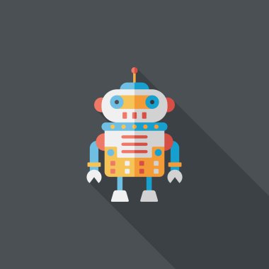 Robot kavramı uzun gölge, eps10 düz simgesiyle