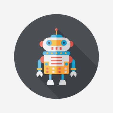 Robot kavramı uzun gölge, eps10 düz simgesiyle