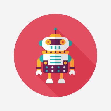Robot kavramı uzun gölge, eps10 düz simgesiyle