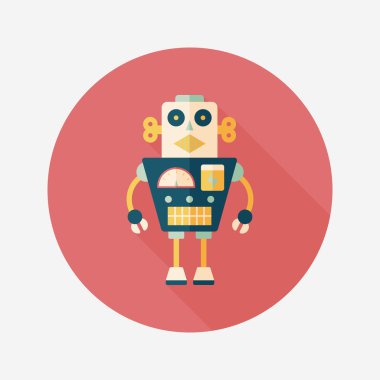 Robot kavramı uzun gölge, eps10 düz simgesiyle