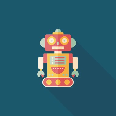 Robot kavramı uzun gölge, eps10 düz simgesiyle
