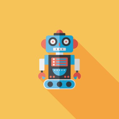 Robot kavramı uzun gölge, eps10 düz simgesiyle