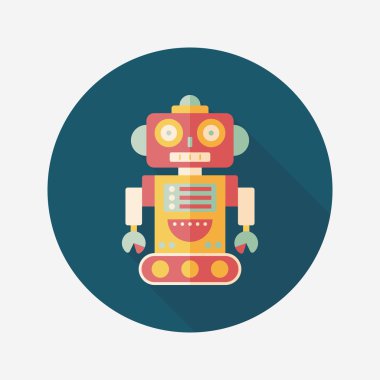 Robot kavramı uzun gölge, eps10 düz simgesiyle
