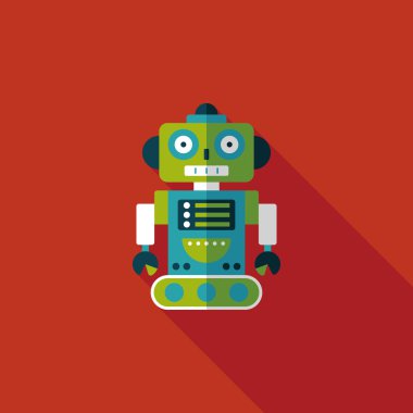 Robot kavramı uzun gölge, eps10 düz simgesiyle