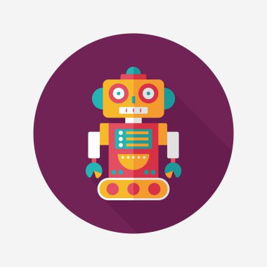 Robot kavramı uzun gölge, eps10 düz simgesiyle
