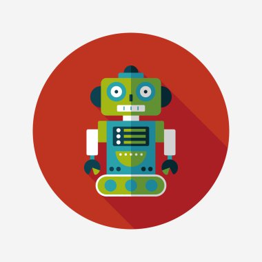 Robot kavramı uzun gölge, eps10 düz simgesiyle