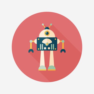 Robot kavramı uzun gölge, eps10 düz simgesiyle