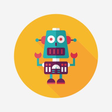 Robot kavramı uzun gölge, eps10 düz simgesiyle