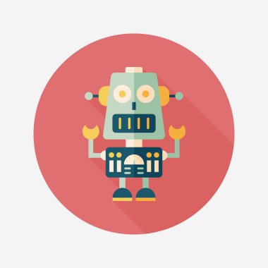 Robot kavramı uzun gölge, eps10 düz simgesiyle