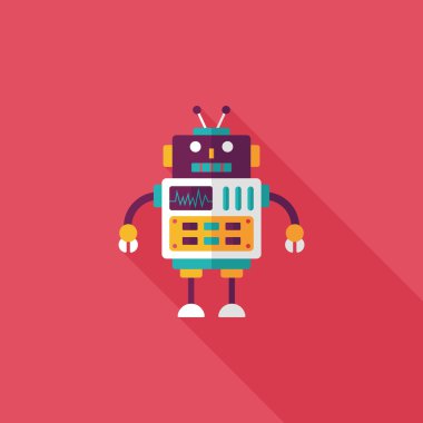 Robot kavramı uzun gölge, eps10 düz simgesiyle