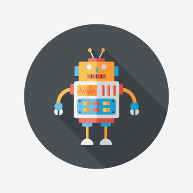 Robot kavramı uzun gölge, eps10 düz simgesiyle