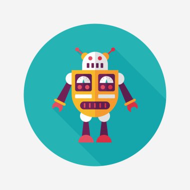 Robot kavramı uzun gölge, eps10 düz simgesiyle