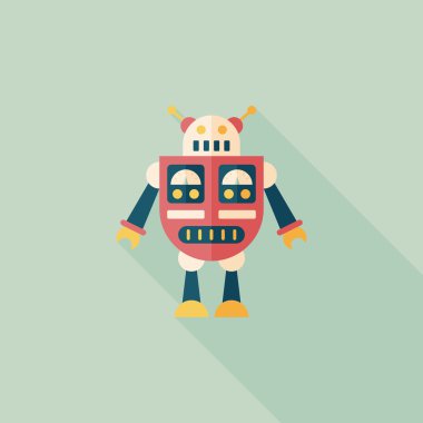 Robot kavramı uzun gölge, eps10 düz simgesiyle