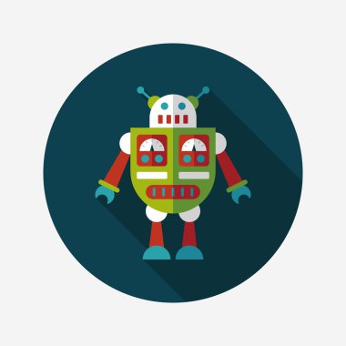 Robot kavramı uzun gölge, eps10 düz simgesiyle