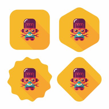 Robot kavramı uzun gölge, eps10 düz simgesiyle