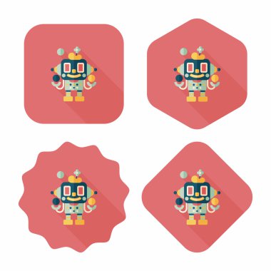 Robot kavramı uzun gölge, eps10 düz simgesiyle