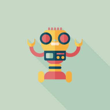 Robot kavramı uzun gölge, eps10 düz simgesiyle