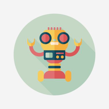 Robot kavramı uzun gölge, eps10 düz simgesiyle
