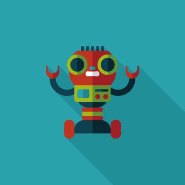 Robot kavramı uzun gölge, eps10 düz simgesiyle