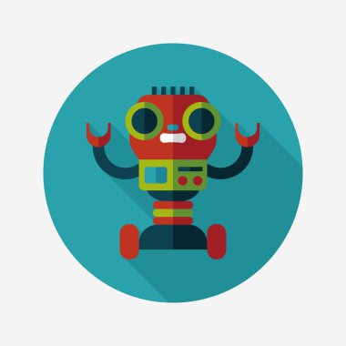 Robot kavramı uzun gölge, eps10 düz simgesiyle