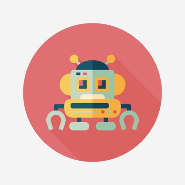 Robot kavramı uzun gölge, eps10 düz simgesiyle