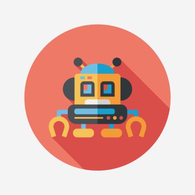 Robot kavramı uzun gölge, eps10 düz simgesiyle