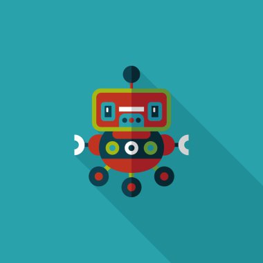 Robot kavramı uzun gölge, eps10 düz simgesiyle