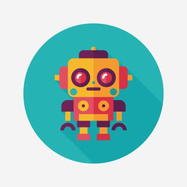 Robot kavramı uzun gölge, eps10 düz simgesiyle