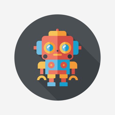 Robot kavramı uzun gölge, eps10 düz simgesiyle