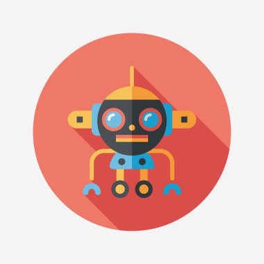 Robot kavramı uzun gölge, eps10 düz simgesiyle