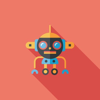 Robot kavramı uzun gölge, eps10 düz simgesiyle