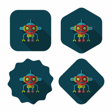 Robot kavramı uzun gölge, eps10 düz simgesiyle