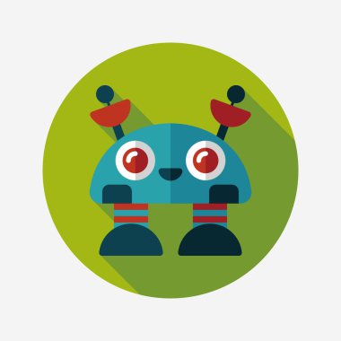 Robot kavramı uzun gölge, eps10 düz simgesiyle