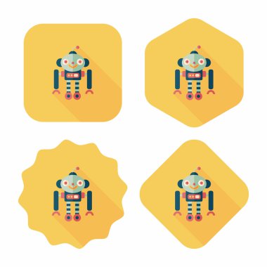 Robot kavramı uzun gölge, eps10 düz simgesiyle