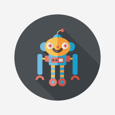 Robot kavramı uzun gölge, eps10 düz simgesiyle
