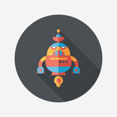 Robot kavramı uzun gölge, eps10 düz simgesiyle