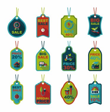 Çevre koruma kavramı düz etiketi arka plan, eps10