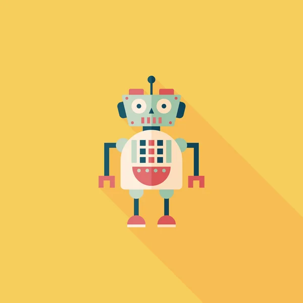 Robot concept platte pictogram met lange schaduw, eps10 — Stockvector