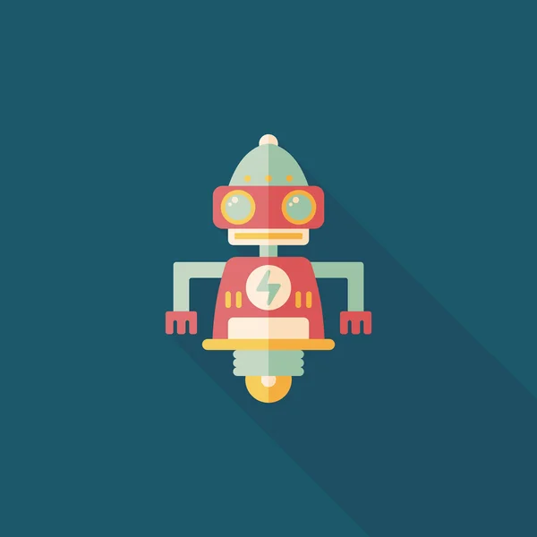 Robot concept platte pictogram met lange schaduw, eps10 — Stockvector