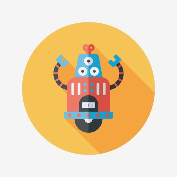 Robot concept platte pictogram met lange schaduw, eps10 — Stockvector