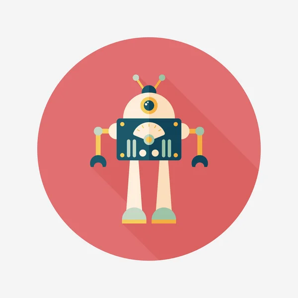 Robot concept platte pictogram met lange schaduw, eps10 — Stockvector