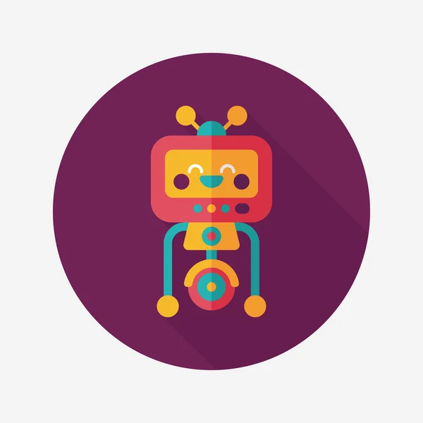 Robot concept platte pictogram met lange schaduw, eps10 — Stockvector