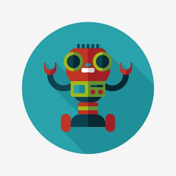 Robot concept platte pictogram met lange schaduw, eps10 — Stockvector