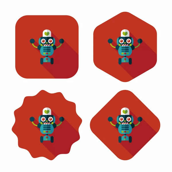 Robot concept platte pictogram met lange schaduw, eps10 — Stockvector