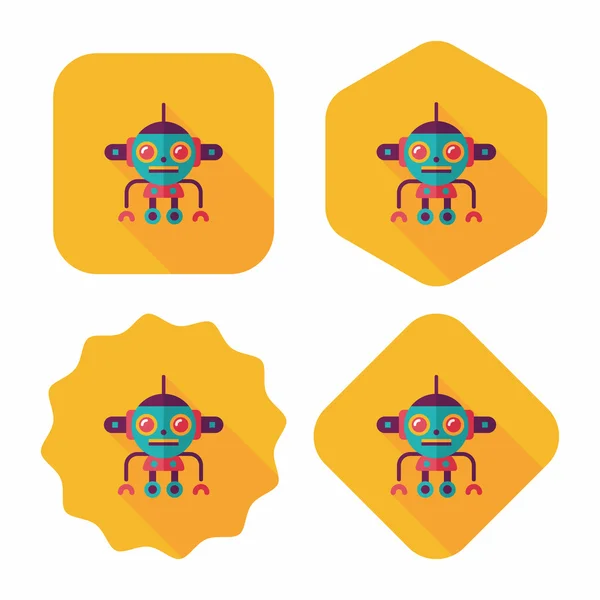 Robot concept platte pictogram met lange schaduw, eps10 — Stockvector