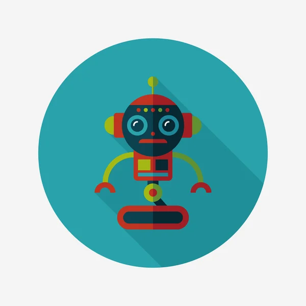 Robot concept platte pictogram met lange schaduw, eps10 — Stockvector