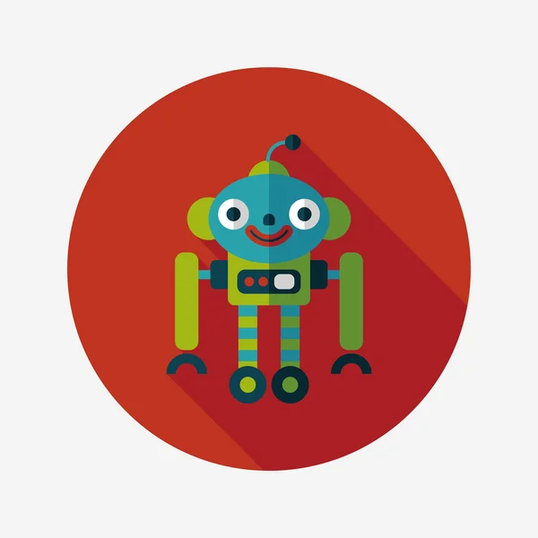 Robot concept platte pictogram met lange schaduw, eps10 — Stockvector