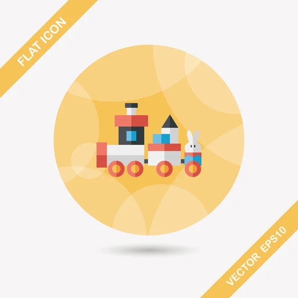 Train toy flat icon with long shadow, eps10 — Stock Vector